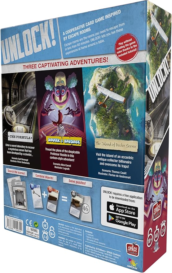 UNLOCK! Escape Adventures Card Game - Escape Room-Inspired Cooperative Adventure, Fun Family Game for Kids and Adults, Ages 10+, 1-6 Players, 1 Hour Playtime, Made by Space Cowboys