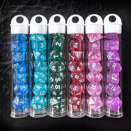 Moonstone 10mm Mini DND Dice Set for MTG RPG Dungeons and Dragons Role Playing Game, Assorted Colored 6X7 42pcs Set