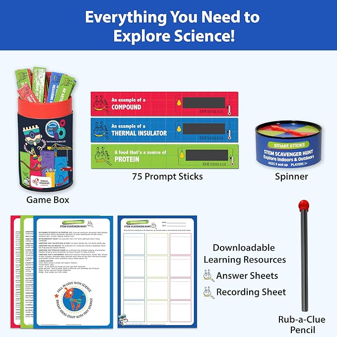 Chalk and Chuckles- STEM Scavenger Hunt Game for Kids Ages 8-12 Years, Indoor and Outdoor Activities, Fun Classroom and Family Game