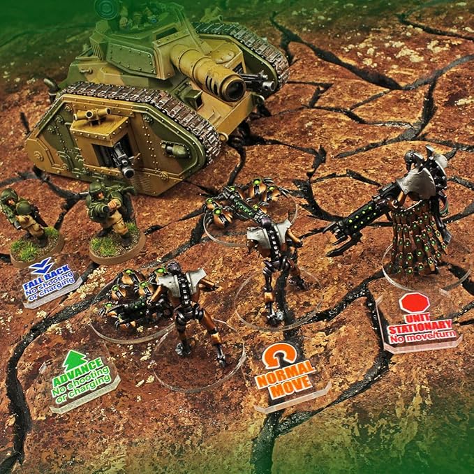 LITKO Upgrade Tokens | Compatible with Warhammer 10th Edition | Half-Strength | Battle Shocked | Wound | Movement | Modifier | WH40Kv10 (Movement Tokens)
