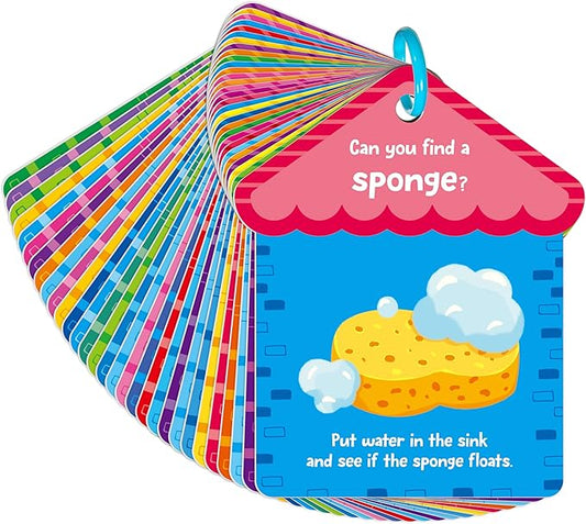 SpriteGru 30PCS Indoor Scavenger Hunt Cards, Double-Sided Card Toddler Activity Game for Homeschooling, Kids & Preschoolers, 1 Plastic Ring Included
