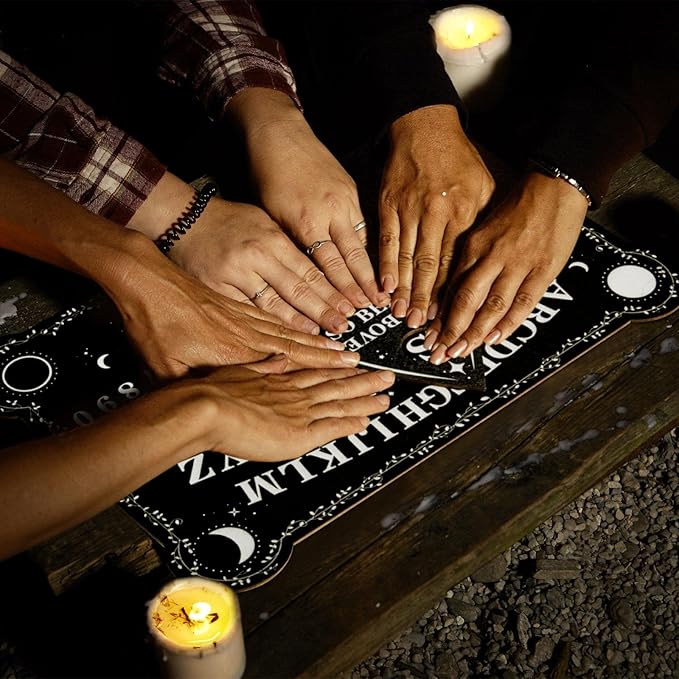 Pendulum Dowsing Divination Board Set Black Wooden Talking Board with Planchette Accessories for Teens Adults Birthday Party and Family Gatherings Games Supplies (Eye Style)