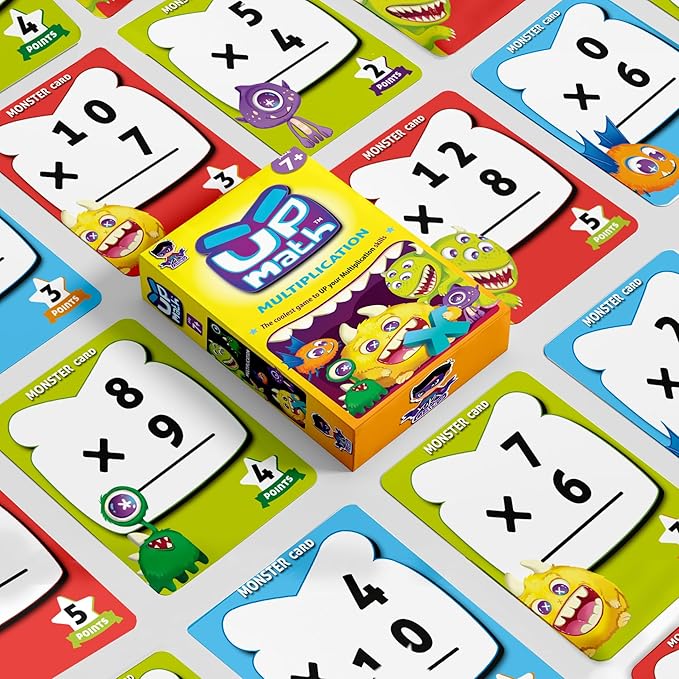 YUKA Champs UPMATH Multiplication Monster Theme 3 Levels Easy Medium and Hard Maths Flash Card Educational Brain Game Pre-School Children 6+ Years (Multiplication Card)