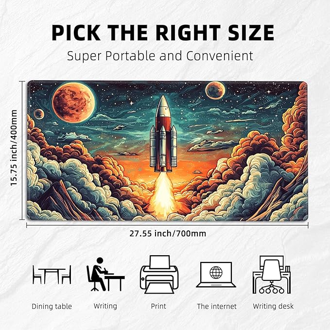 for MTG Playmat with Storage Bag, for TCG Playmat and Playing Card Mat for Magic Board Games, Non-Slip Rocket Launch Desk Mat, Stitched Edges Game Mat, Rollable & Foldable Card Playmat