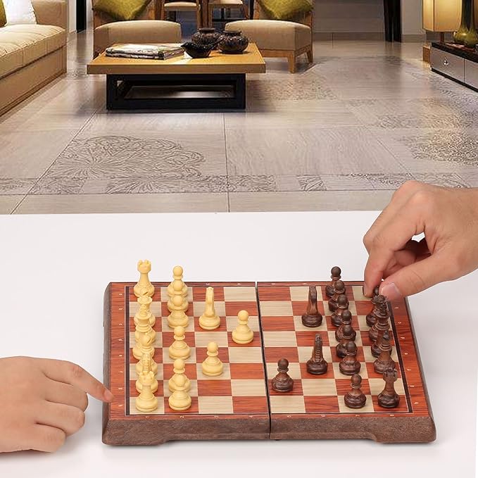 Magnetic Travel Chess Set, Portable Mini Chess Board Game for Adults and Kids (Classic Edition)