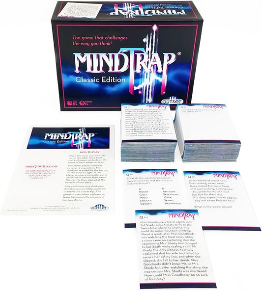 Outset Media Mindtrap Classic Edition Game of Puzzles, Mysteries, Conundrums and Trick Questions - Family Game - Lateral Knowledge Developer - Ages 12 and Up