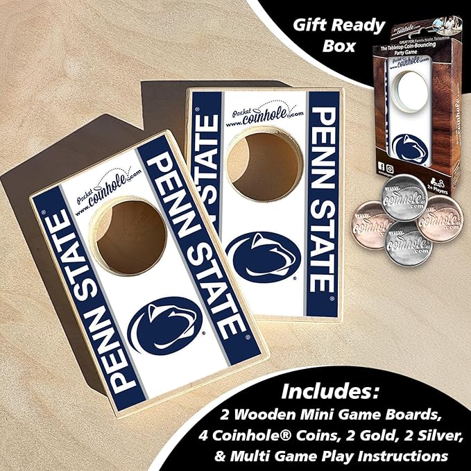 Tabletop Cornhole Game Set | Officially Licensed College Mini Football Cornhole Board Game | Includes Coins