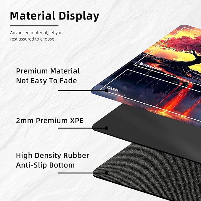 for MTG Playmat with Zones Storage Bag,for TCG Playmat and Playing Card Mat for Magic Board Games, Cherry Tree Non Slip Stitched Edges Game Mat, Rollable Foldable Card Playmats