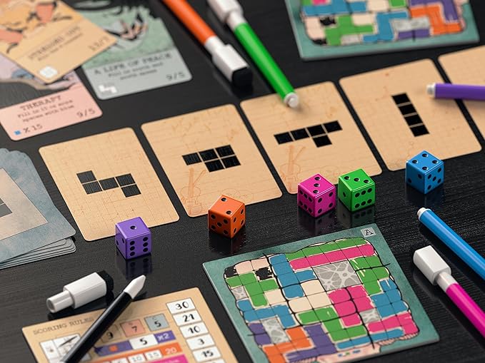 Mind Space Board Game - Polyomino Roll & Write - 1 to 5 Players - 30 Minute Play Time (Mind Space Base Game)