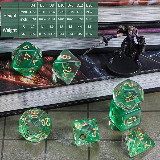 CiaraQ DND Polyhedral Dice Set with a Black Dice Bag for D&D RPG MTG Role Playing Table Games