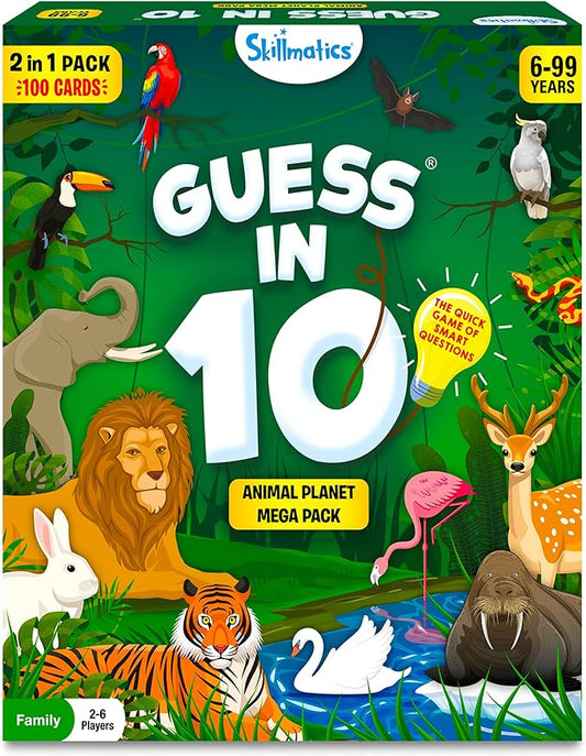 Skillmatics Guess in 10 Animals Megapack, Perfect for Boys, Girls, Kids, Teens, Adults Who Love Animal Card Games, Trivia, Travel Games, Gifts for Ages 6, 7, 8, 9, 10, and Up