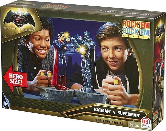 Mattel Games Batman vs. Superman Rock 'Em Sock 'Em Robots 2-Player Kids Game, Fighting Robots Action Game (Amazon Exclusive)