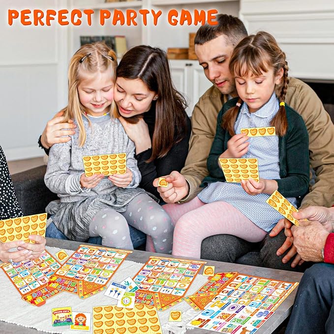 Family Bingo Game 24 Players Home Bingo Games for Family Reunion Games, Kids Bingo Cards Family Activity Party Bingo Game Supplies, Yellow