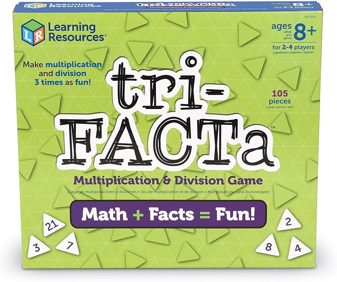 Learning Resources tri-FACTa Multiplication & Division Game, Homeschool, Math Game, 2-4 Players, 104 Piece Set, Ages 8+