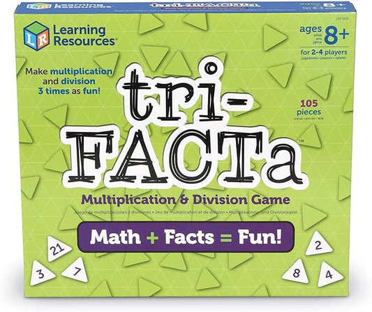 Learning Resources tri-FACTa Multiplication & Division Game, Homeschool, Math Game, 2-4 Players, 104 Piece Set, Ages 8+