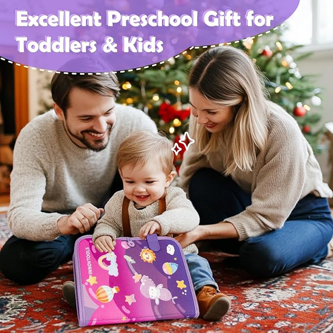 Busy Board for Toddlers 1-3, Montessori Busy Book Toys, Quiet Book Learning Toddler Toys for 1 2 3 4 Year Old Girl Birthday Gifts (Busy Book)