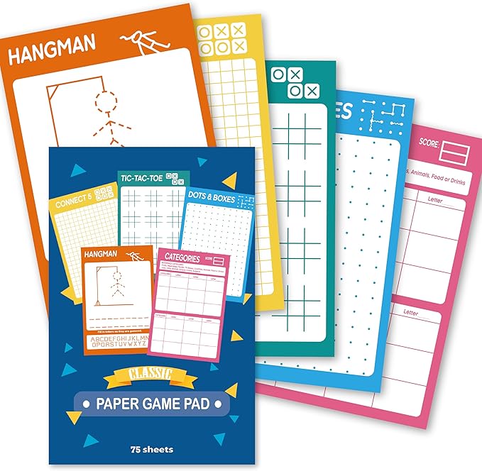 5 Portable Travel Game Activities Pad On The Go Plane Trip Pen Pencil and Paper Game for Kids 6 x 9-inches (75 Sheets)