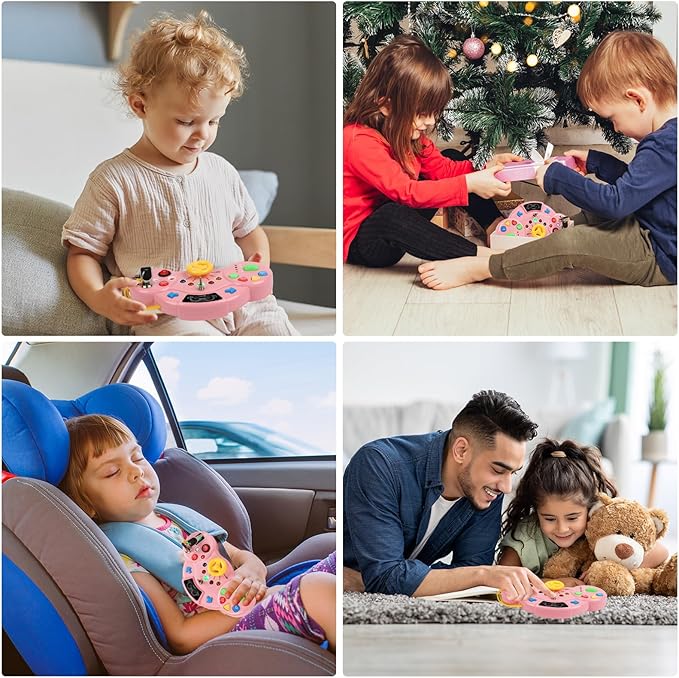 Toddler Busy Board Montessori Toys for 1 2 3 Year Old, Musical LED Light Switch Toys Travel Sensory Learning Toy for Toddlers 1-3,Educational Activities for Kids 2-4 Boy Girl Birthday Gift