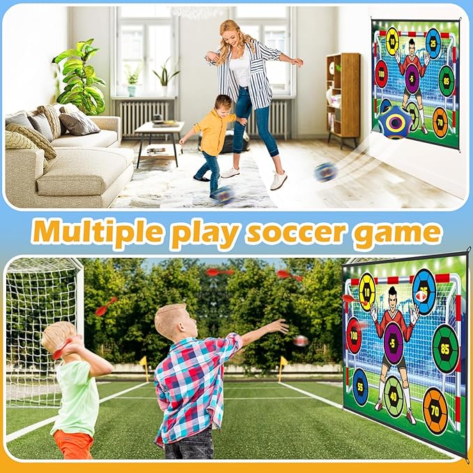 RedCrab Toy Soccer Ball Game Set for Boys and Girls, Outdoor Indoor Backyard Toddler Soccer Goal Games with 2 Football, 1 Flannel Target, 4 Darts, Soccer Toys Gift for 3-5 6-8 8-12 Birthday Christmas