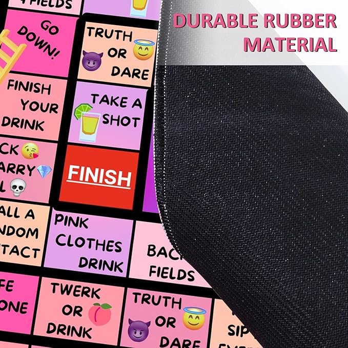 Bachelorette Party Drinking Games for Adults, Rubber Mat Drinking Board Game, Funny Party Interactive Drinking Games for Girls Night, Bachelorette Party, Age 21+, 2-8 Players