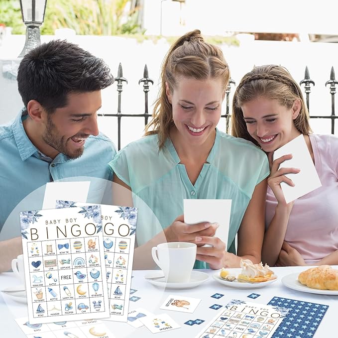 Shower Games Bingo Party Game for Gender Reveal Party Pregnancy Announcement 24 Players Bingo Game Cards Party Games Favors Decor for Family Party Holiday Activities Supplies Bingo Game- JK106