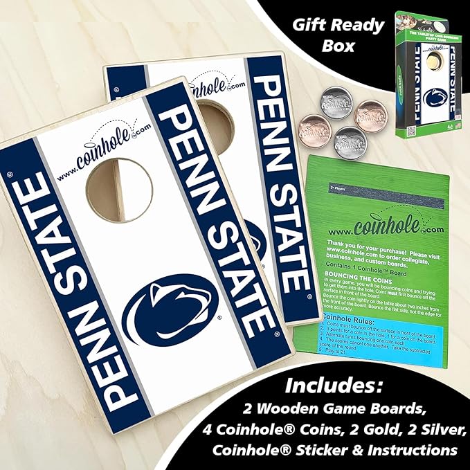 Tabletop Cornhole Game Set | Officially Licensed College Mini Football Cornhole Board Game | Includes Coins