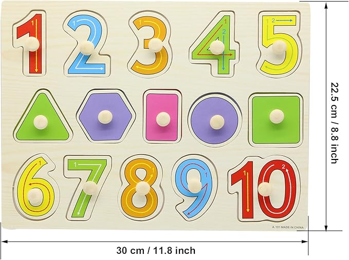 Wooden Jigsaw Peg Puzzle Board Toy Number Educational and Learning Puzzles Toy