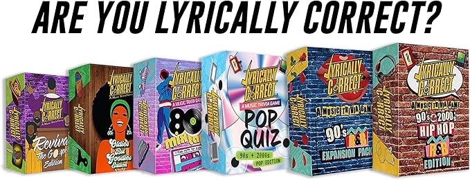 Lyrically Correct '90s & 2000s Pop Music Trivia Card Game for Friends, Fun Party Game for Adults, Family Game Night, Finish The Lyrics Challenge, and Pop Music Trivia
