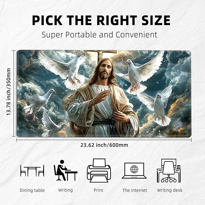 for MTG Playmat with Storage Bags, Card Playmat for TCG Card Playing Game,Rollable & Foldable for PTCG and Board Game Mat for Cards,Non-Slip Jesus Desk Mat for Home Office