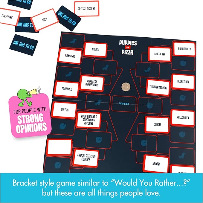 Spin Master Games, SolidRoots Puppies or Pizza? The Card of Impossible Choices | Family, Adult, Travel, Camping | Party Games for Adults & Kids Ages 8+
