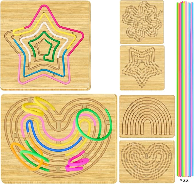 2 Pack Sensory Activity Board, 2 in 1 Double-Sided Game Design Sensory Activity Board, Suitable for Children Over 3 Years Old and Adults with ADHD and Autism, Comes with Storage Bag and 22 Strings