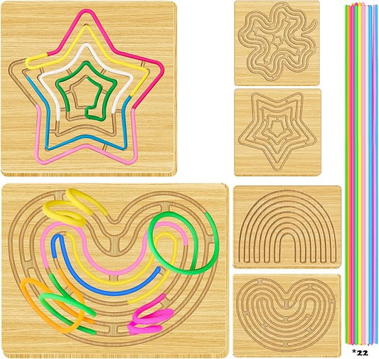 2 Pack Sensory Activity Board, 2 in 1 Double-Sided Game Design Sensory Activity Board, Suitable for Children Over 3 Years Old and Adults with ADHD and Autism, Comes with Storage Bag and 22 Strings