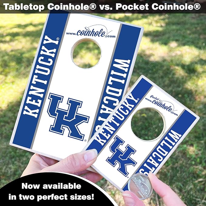 Tabletop Cornhole Game Set | Officially Licensed College Mini Football Cornhole Board Game | Includes Coins
