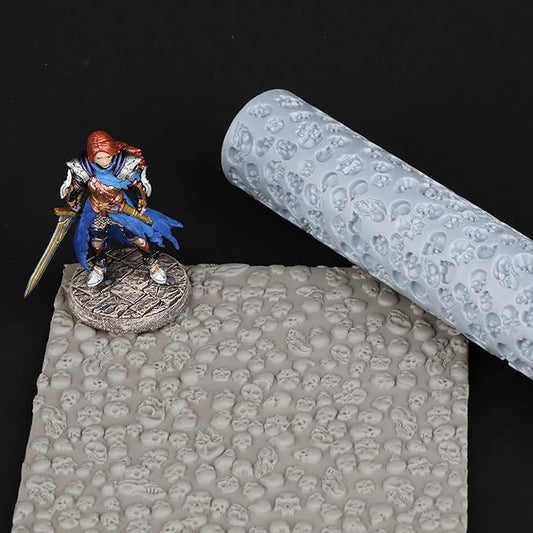 AUSPDICE High-Detail Texture Roller Set, Expert Game Pieces for RPG Terrain, DND D&D 28mm Miniature, Dungeons and Dragons, TTRPG Tabletop Miniatures (S411D Skull Texture)