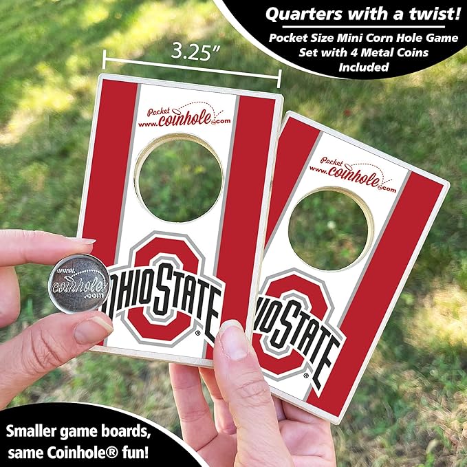 Tabletop Cornhole Game Set | Officially Licensed College Mini Football Cornhole Board Game | Includes Coins