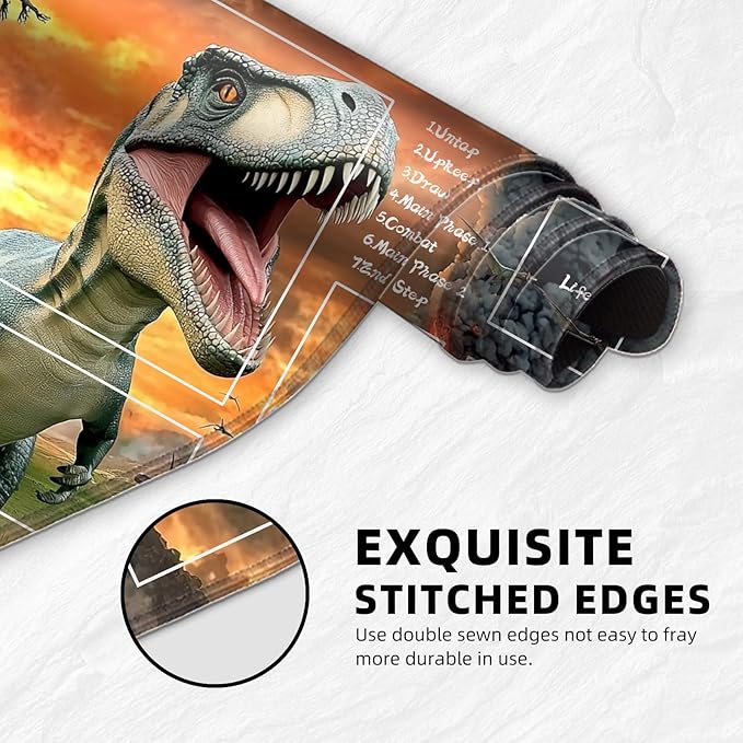 for MTG Playmat with Zones Storage Bag,for TCG Playmat and Playing Card Mat for Magic Board Games, Dinosaur Non Slip Stitched Edges Game Mat, Rollable Foldable Card Playmats
