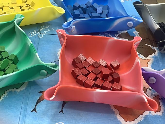 Luck Lab Board Game Storage Bowls, 6-Pack | Folding Tray Accessory Holds Tabletop Bits, Chits, Pieces | Swirl Colors | Bonus Storage Bag