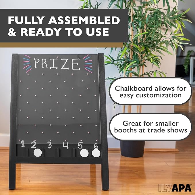 Ilyapa Board Large Prize Drop Game, 21 X 30 Double Sided Penny Drop & Wooden A-Frame Chalkboard Sign for Trade Show - Game Board Large