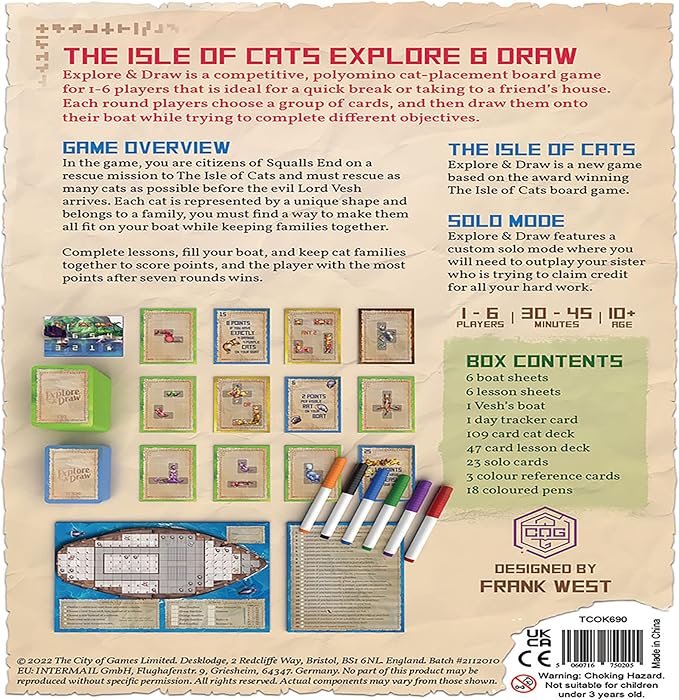 | The Isle of Cats: Explore & Draw - Boardgame, Ages 10+, 1-6 Players, 30-45 Min