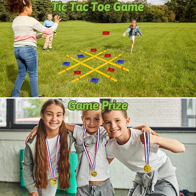 Potato Sack Race Bags, Tic Tac Toe Game, Egg Spoon Race, 3 Legged Races Bands, 39PCS Outdoor Games Sets for Birthday Party Field Day Family Reunion Carnival, Kids Adults Outside Yard Lawn Easter Game