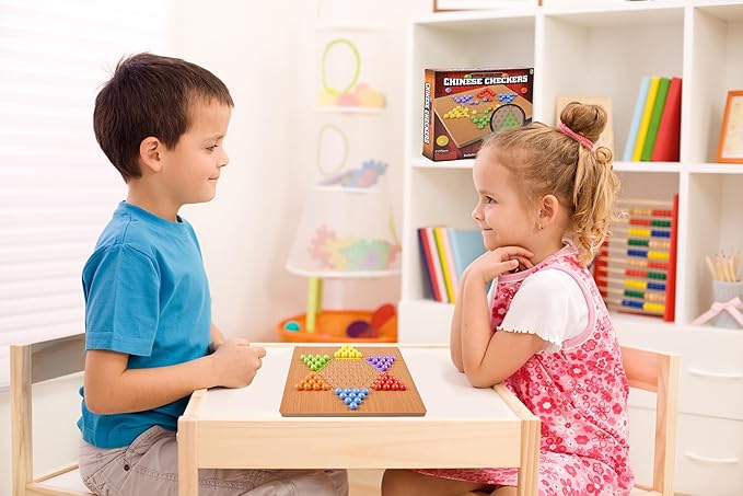 The Dreidel Company Classic Wooden Board Games, Great for Prizes, 10" (10" Wooden Chinese Checkers)