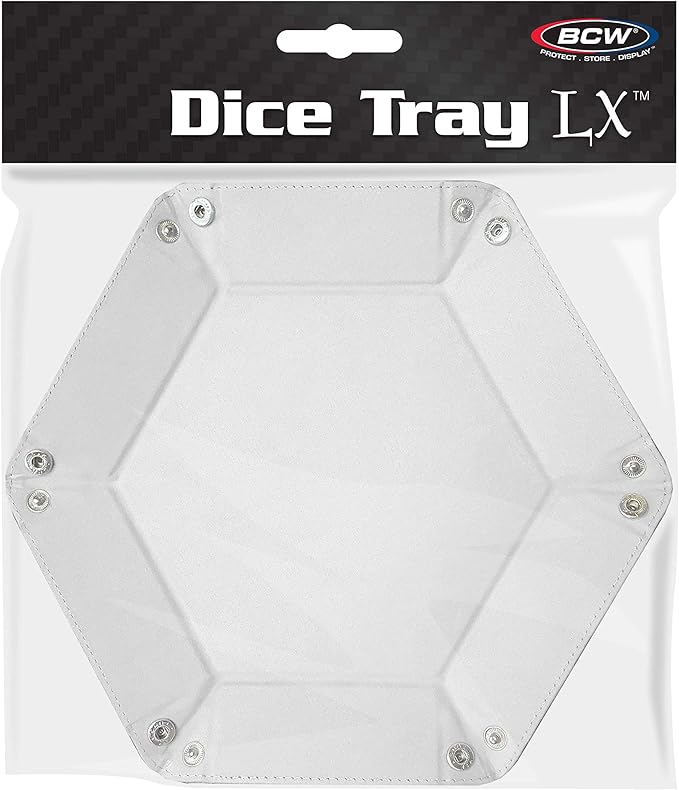 BCW Hexagon Dice Tray - White | Premium Quality, 12" Diameter (Flat), 8" Diameter (Folded) | Black Leatherette Back, Suede Liner | Ideal for RPGs, Warhammer, Dice Masters, DND | Gaming Dice Tray…