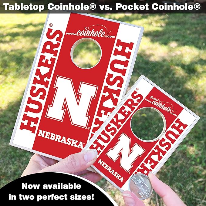 Tabletop Cornhole Game Set | Officially Licensed College Mini Football Cornhole Board Game | Includes Coins