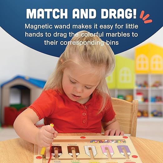Constructive Playthings Color Matching Game with Magnetic Toys for Kids Ages 3+, Wooden Magnetic Color Sorting and Counting Montessori Educational Kids Game