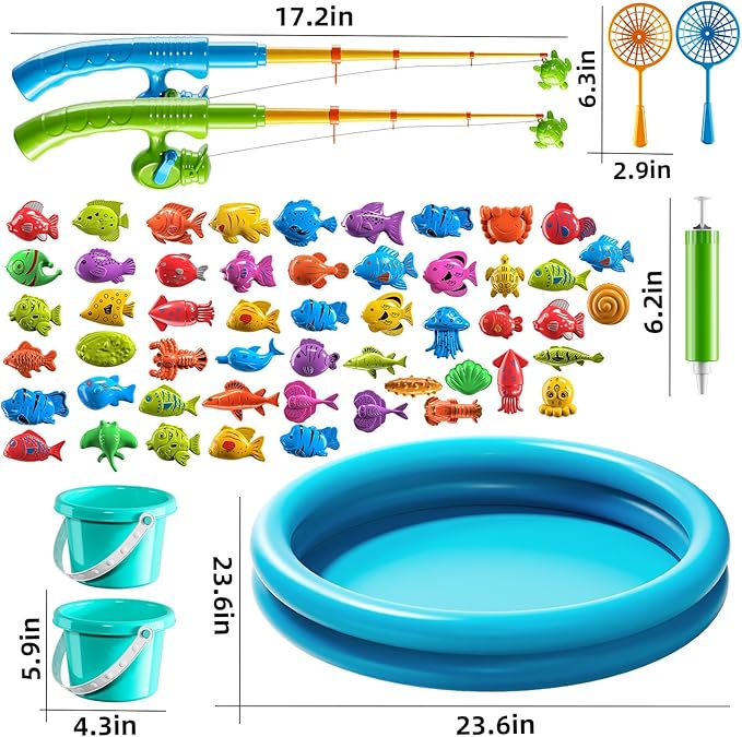 TEMI Magnet Fishing Game for Kids Ages 4-8, Indoor & Outdoor Water Toys, Summer Gifts for Boys & Girls