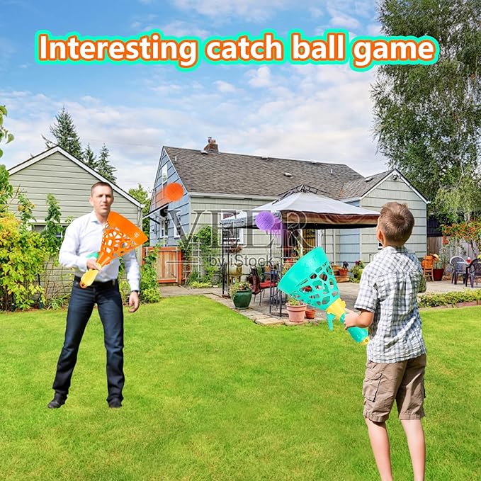 Catch Game with 2 Catch and Launch Baskets 10 Small Balls, Indoor and Outdoor Sports Toys for Kids 5+, Great for Camping, Beach, Backyard Party Activities, for Boys and Girls