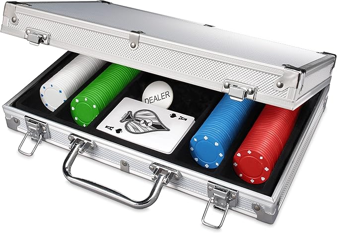 Spin Master Games Professional Texas Hold ‘Em Poker Set, Classic Game with 200 Dual-Toned Chips and Cards in an Aluminum Case