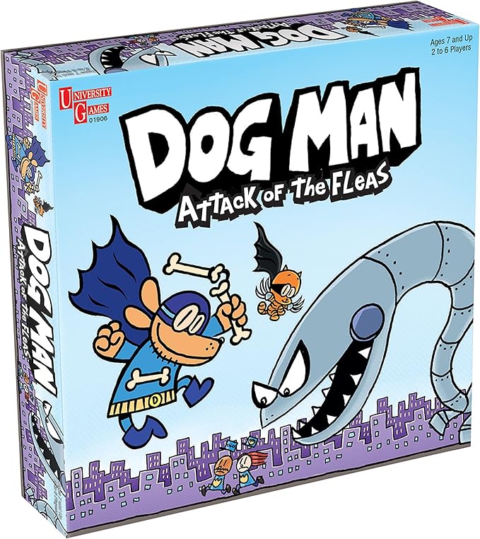 University Games, Dog Man Attack of The FLEAS Cooperative Board Game Based On The Popular Dog Man Book Series by DAV Pilkey for 2 to 6 Players Ages 6 and Up