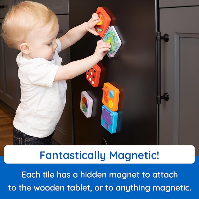 Fat Brain Toys PlayTab Essentials, Modular Sensory Activity Board for Babies and Toddlers Ages 12 Months+