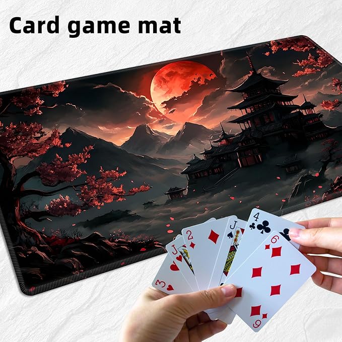for MTG Playmat with Storage Bags, Card Playmat for TCG Card Playing Game,Rollable & Foldable for PTCG and Board Game Mat for Cards,Non-Slip Pagoda Desk Mat for Home Office